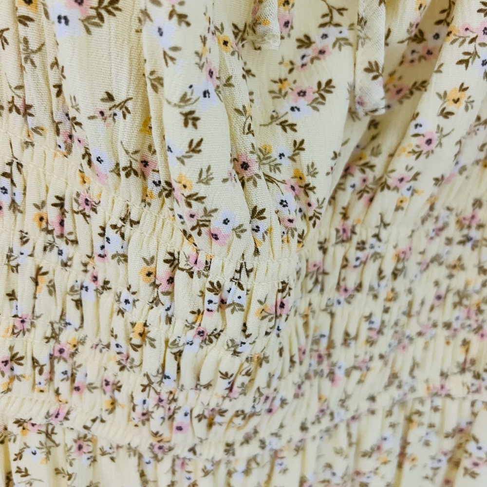 Yellow Floral Smocked ruffle Midi Dress Bridgerton style Size XL - Picture 8 of 15